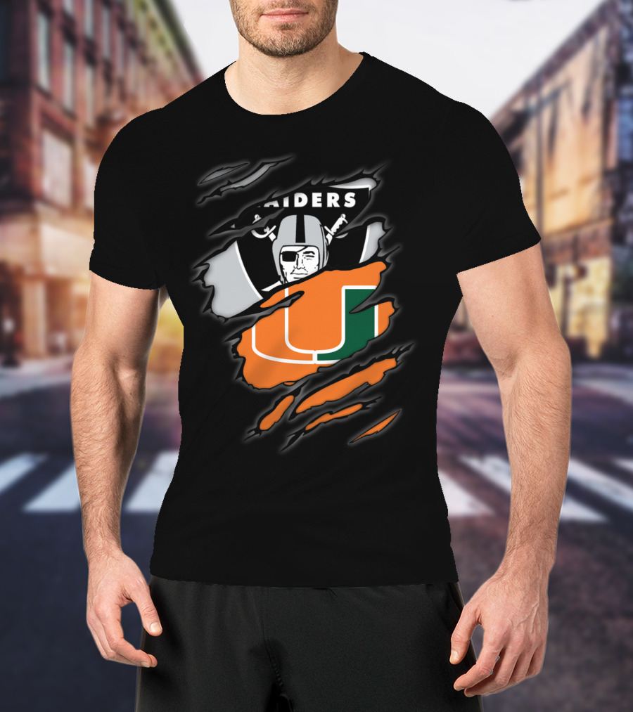 Raiders Miami Hurricanes Crossover T-Shirt