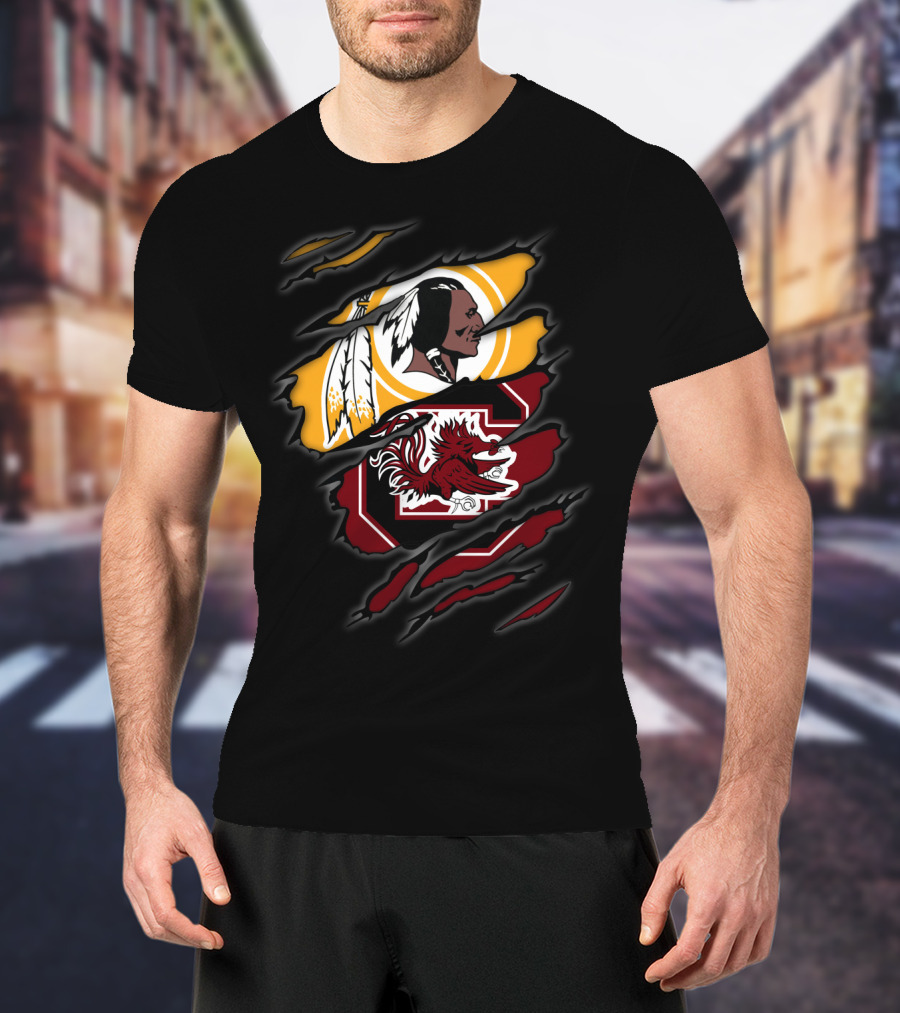 Washington Redskins South Carolina Gamecocks Collegiate Football Fan T-Shirt