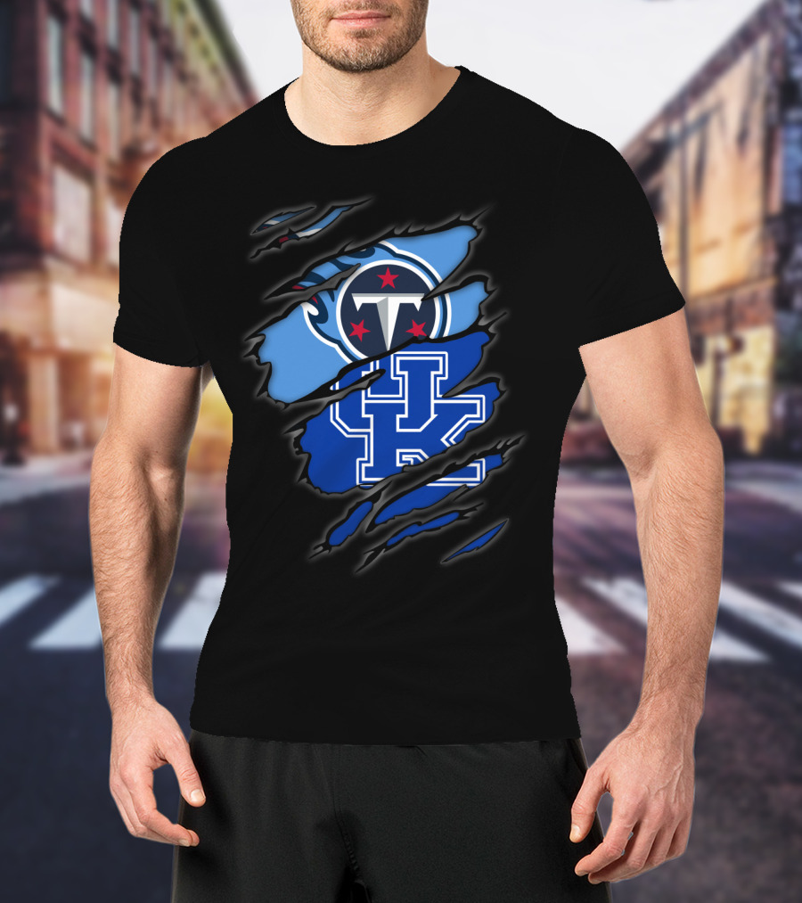 Tennessee Titans Logo With Kentucky Wildcats Emblem T-Shirt
