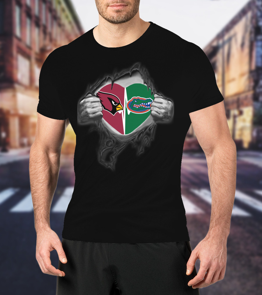 Gators Cardinals Heart Logo Torn T-Shirt