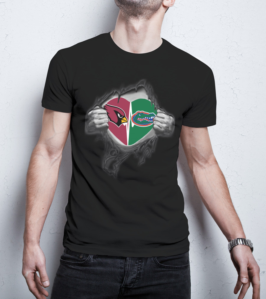 Gators Cardinals Heart Logo Torn T-Shirt
