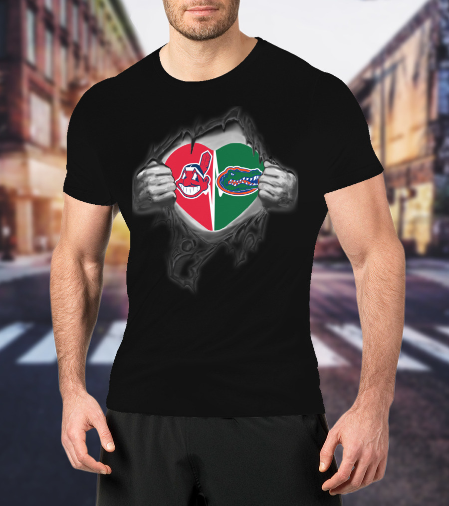 Indians Gators Heart Split Transformation T-Shirt
