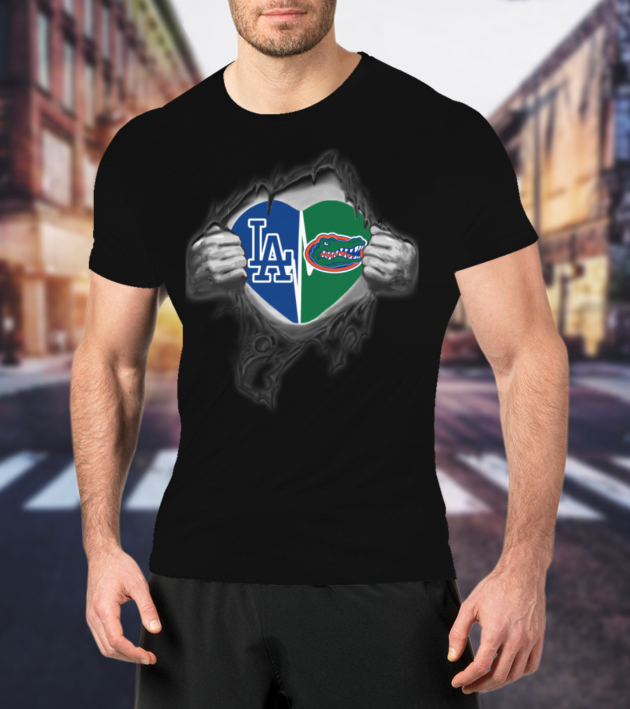 Dodgers LA Gators Heart Logo Fusion T-Shirt