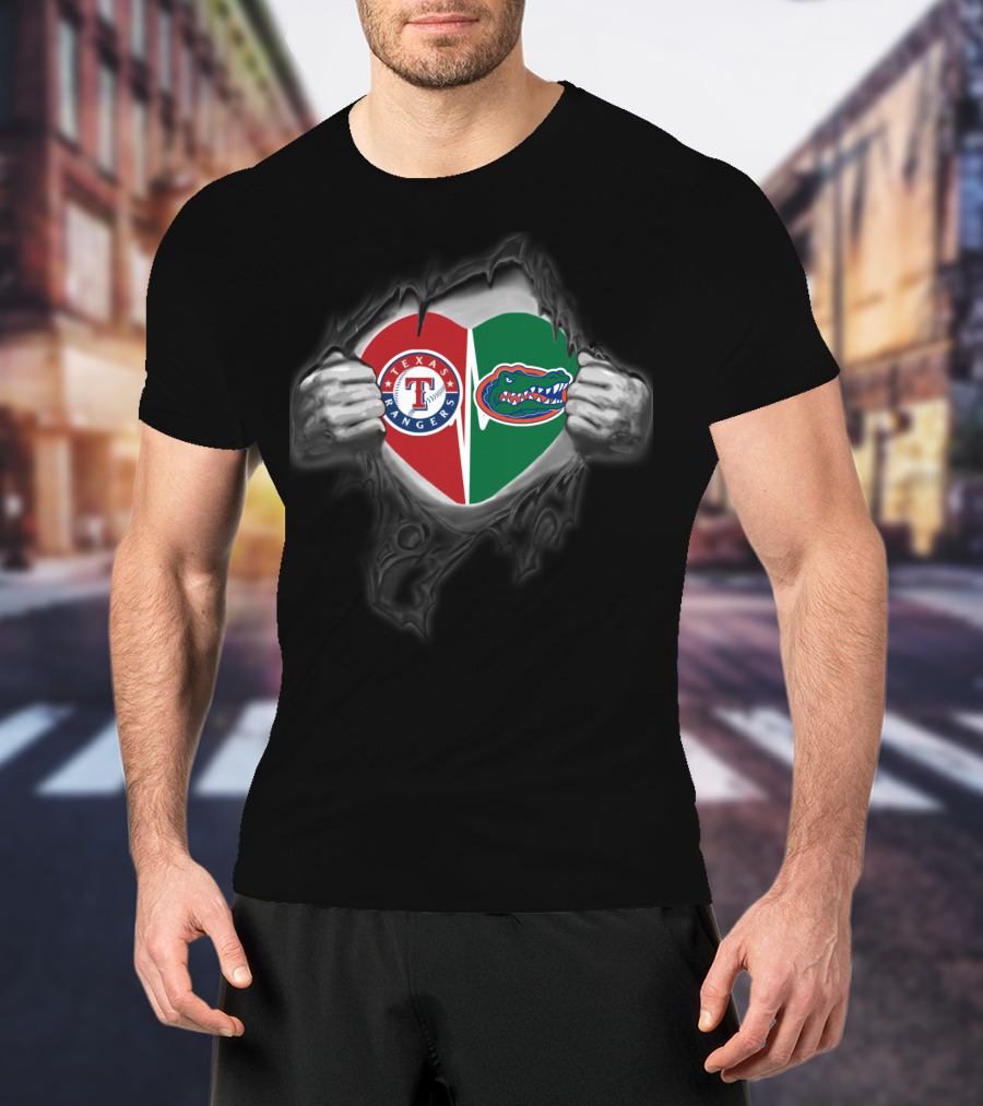 Texas Rangers Florida Gators Heart T-Shirt