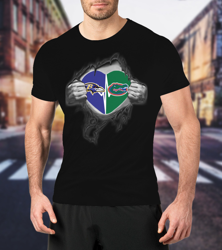 Ravens Gators Heart Split T-Shirt