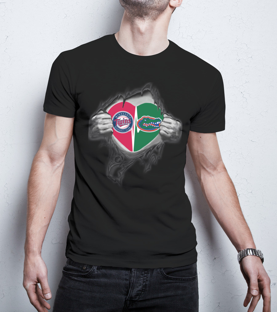 Minnesota Twins Baseball Florida Gators Heart T-Shirt