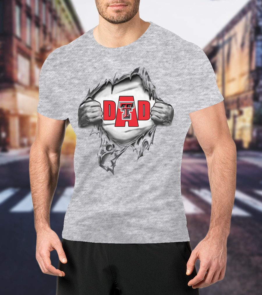 Texas Tech Dad Double T Logo Ripped T-Shirt