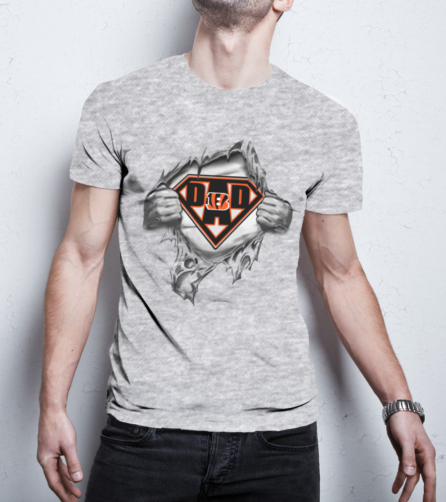 Bengals Super Dad Hero Emblem With Tiger Stripe T-Shirt
