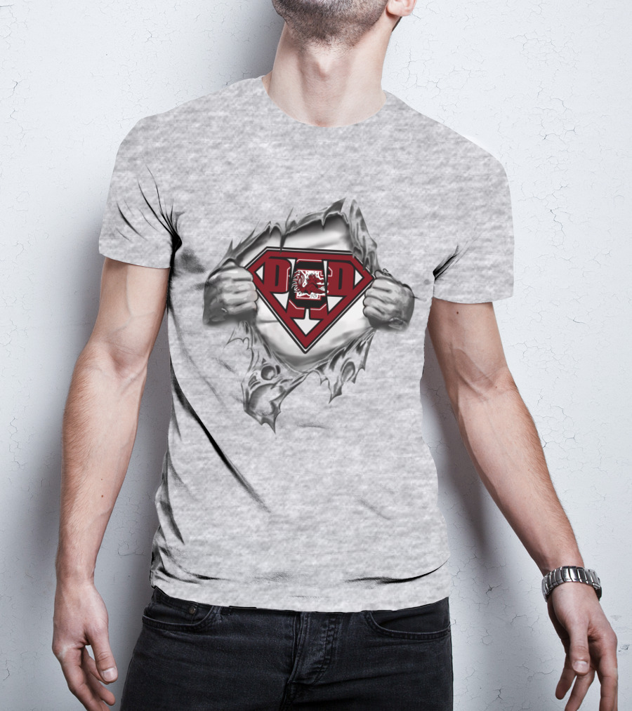 Gamecocks Dad Superhero Emblem T-Shirt