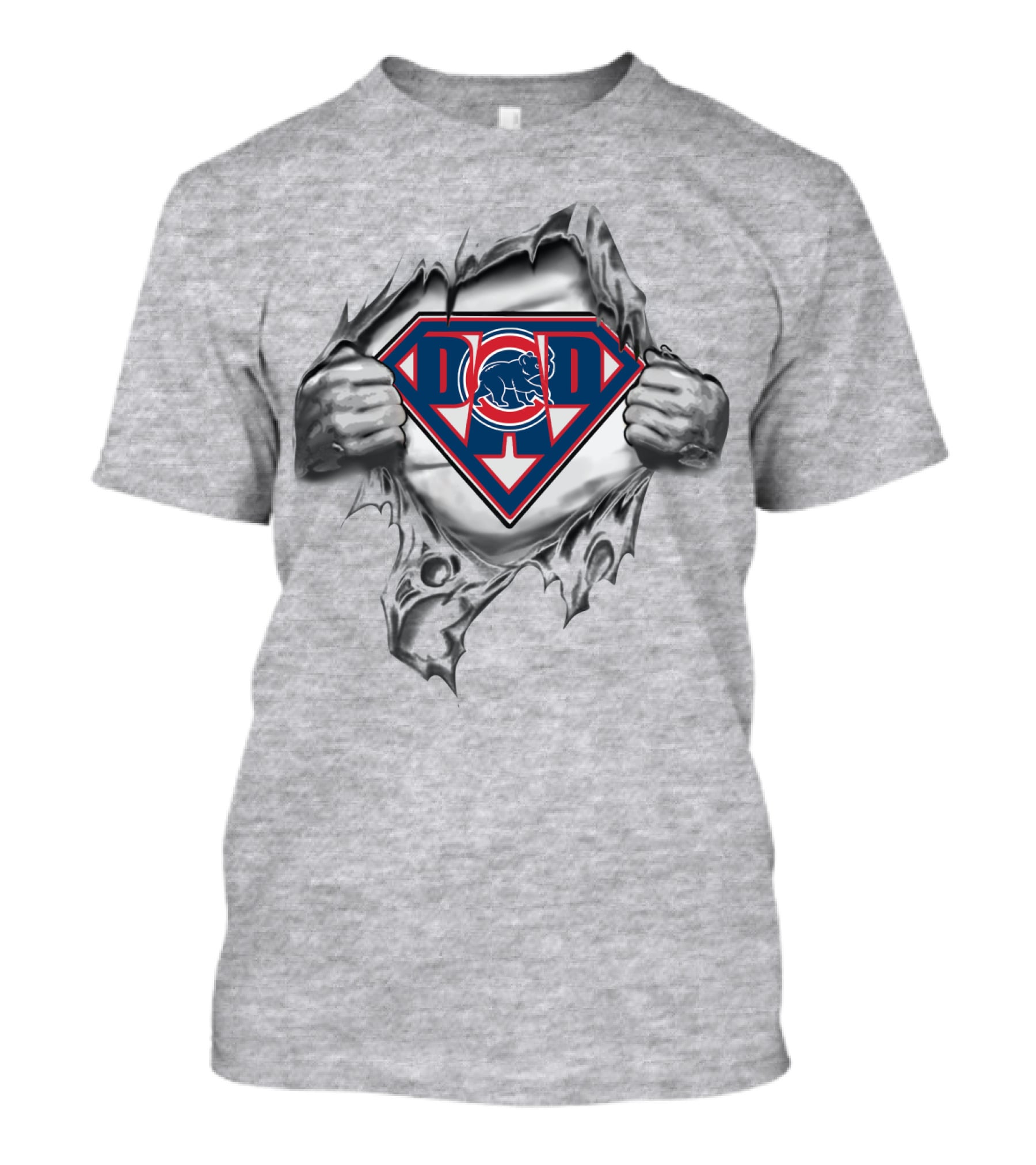 Chicago Cubs Dad Superhero Emblem T-Shirt