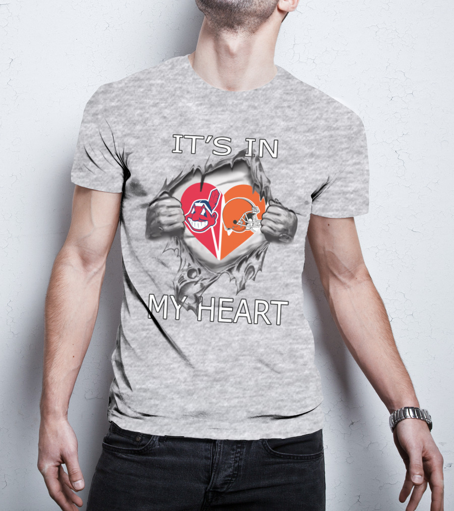 It's In My Heart Browns Indians Heart And Helmet T-Shirt