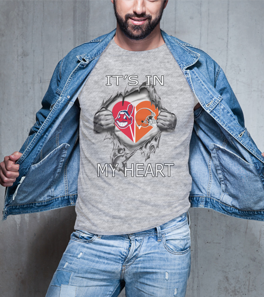 It's In My Heart Browns Indians Heart And Helmet T-Shirt