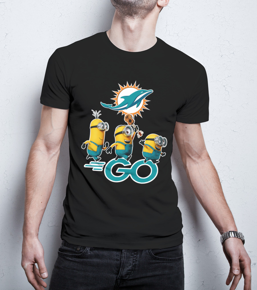 Minions Go Miami Dolphins Football Fun T-Shirt