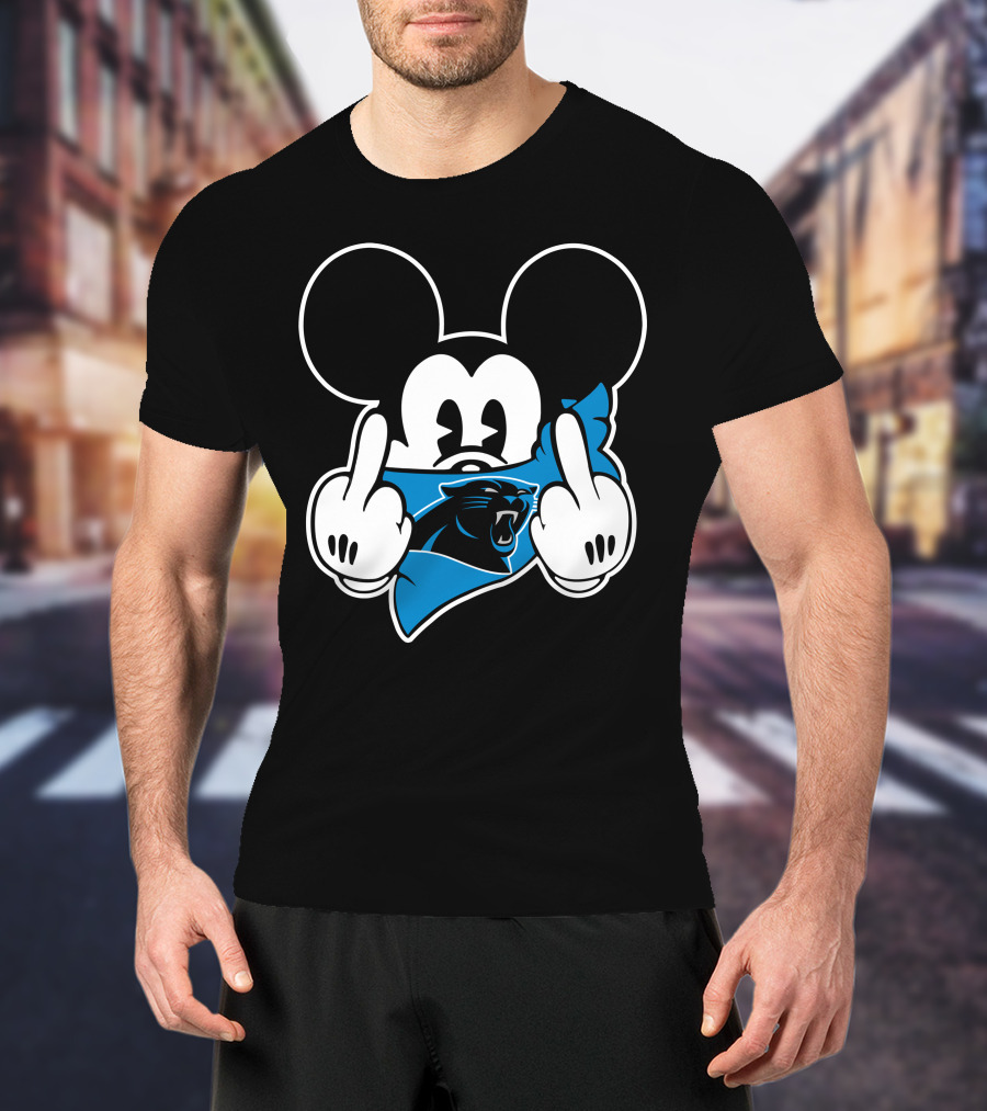 Panthers Mickey Mouse Middle Finger Gesture T-Shirt