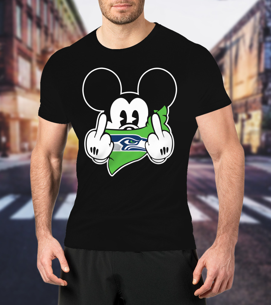 Seahawks Mickey Mouse Middle Finger T-Shirt