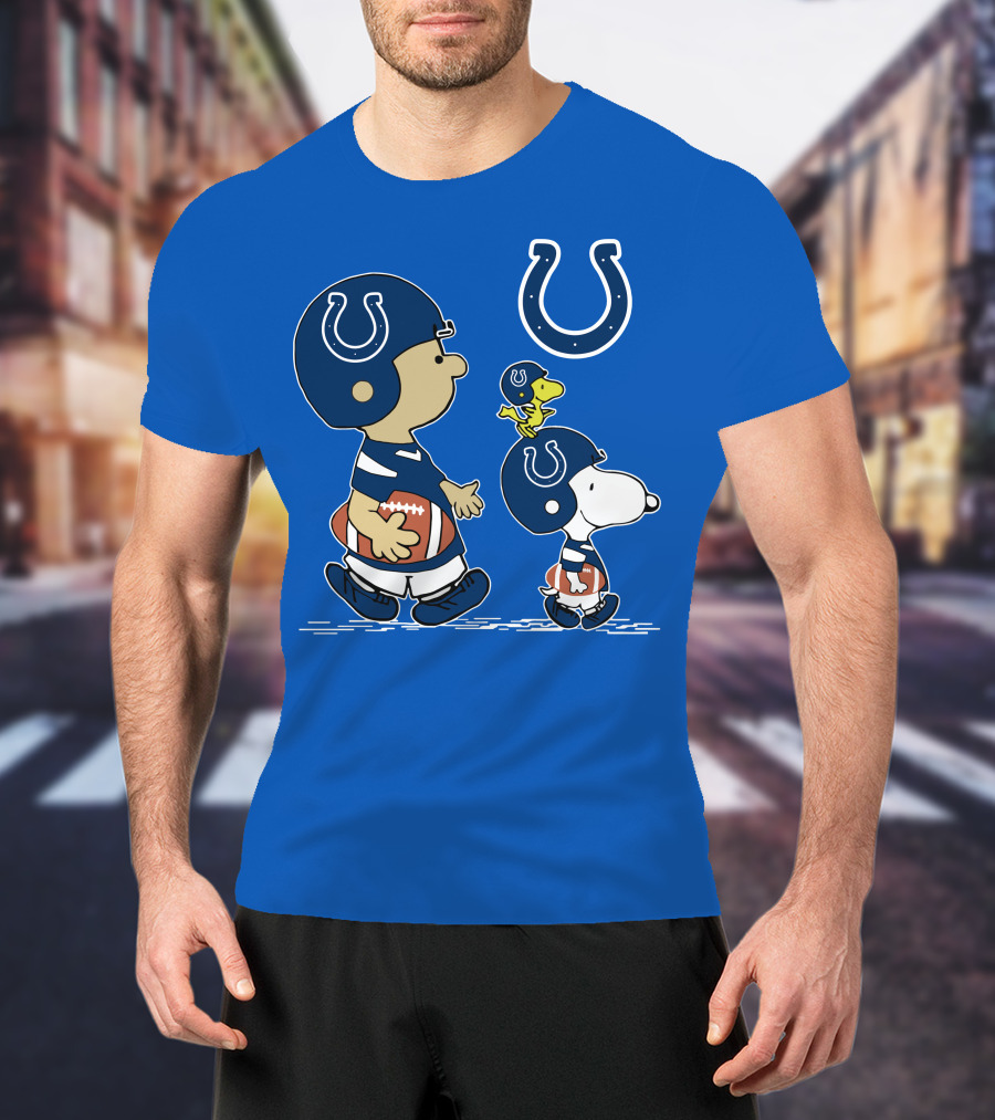 Colts Snoopy And Woodstock Football Helmets T-Shirt