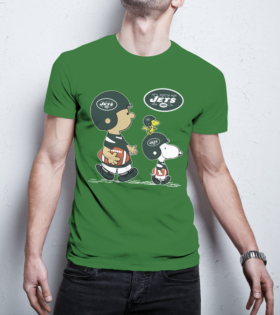 New York Jets Snoopy And Woodstock Football Adventure T-Shirt