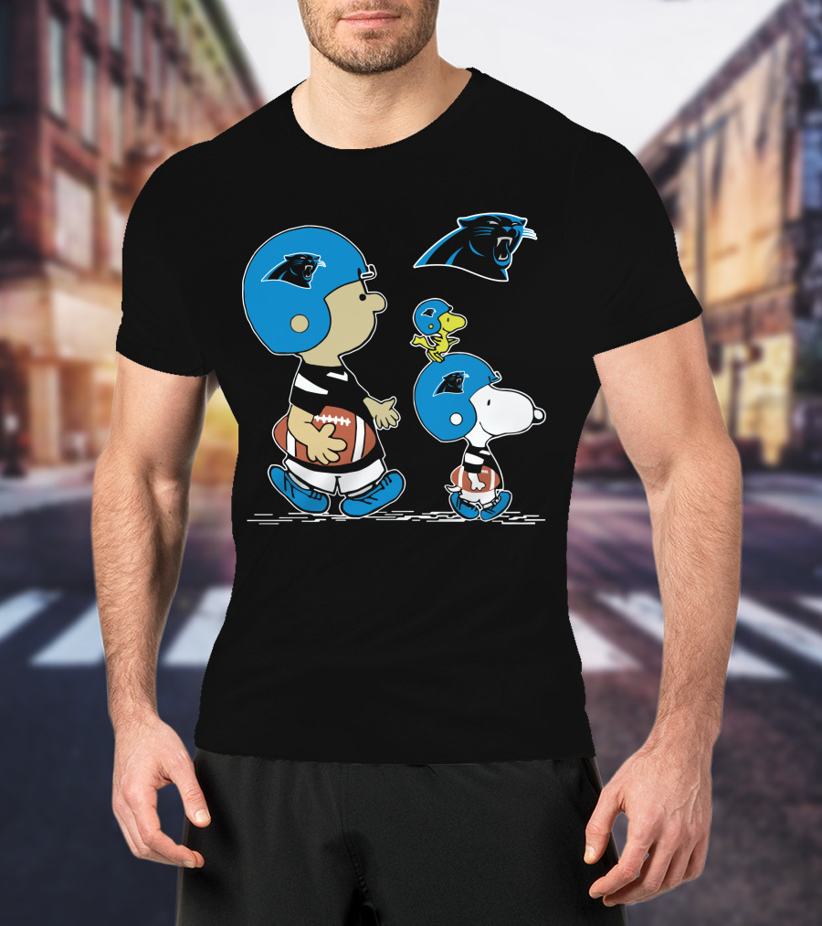 Carolina Panthers Snoopy And Woodstock Football Helmet T-Shirt
