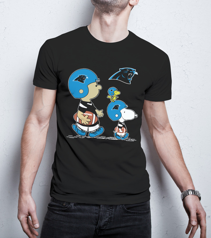 Carolina Panthers Snoopy And Woodstock Football Helmet T-Shirt