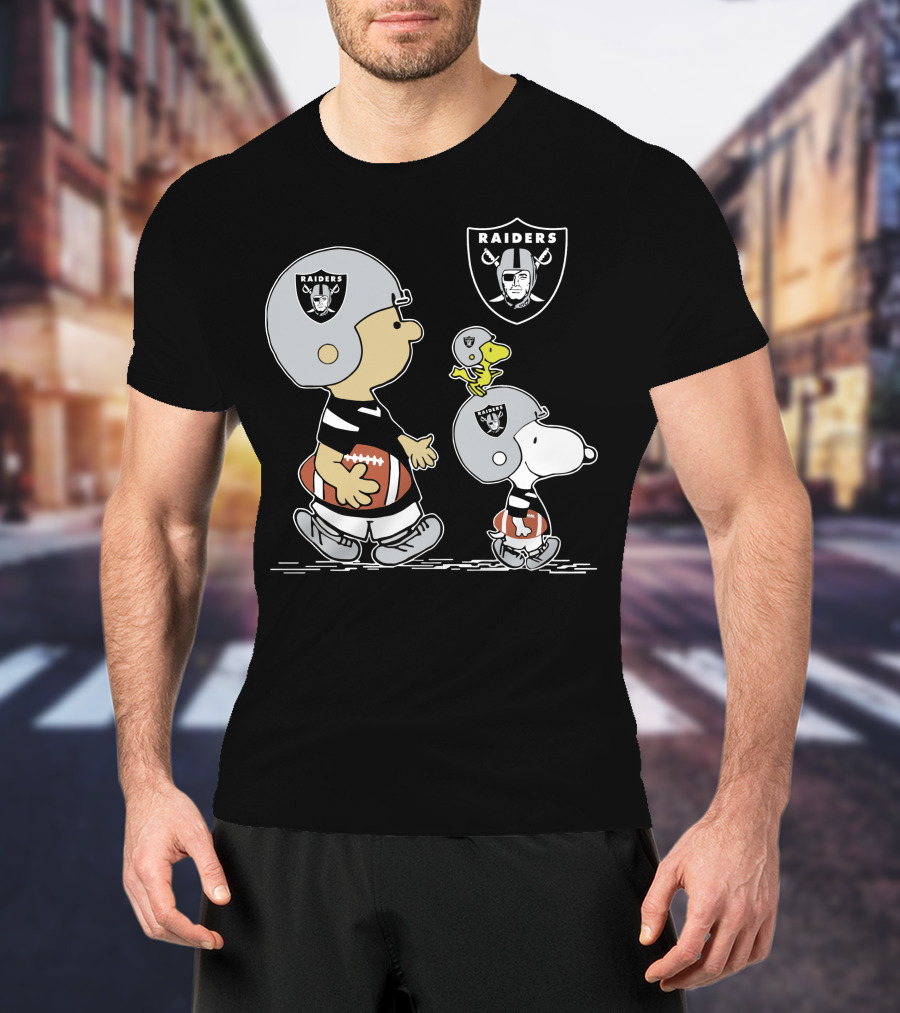 Raiders Snoopy Charlie Brown Woodstock Football T-Shirt