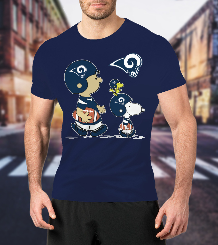 Rams Snoopy Charlie Brown Woodstock Football Helmets T-Shirt