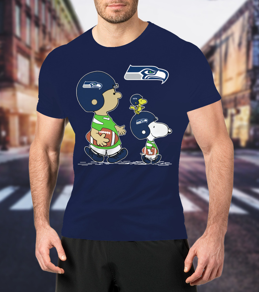 Seahawks Snoopy Football Helmet Friends With Football T-Shirt