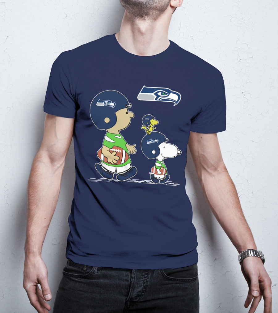 Seahawks Snoopy Football Helmet Friends With Football T-Shirt
