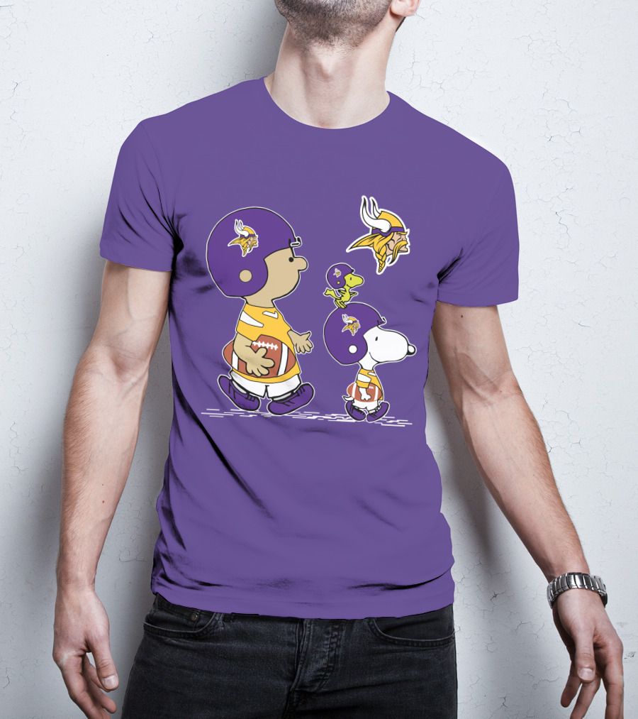 Vikings Snoopy And Woodstock Football Team Fans T-Shirt
