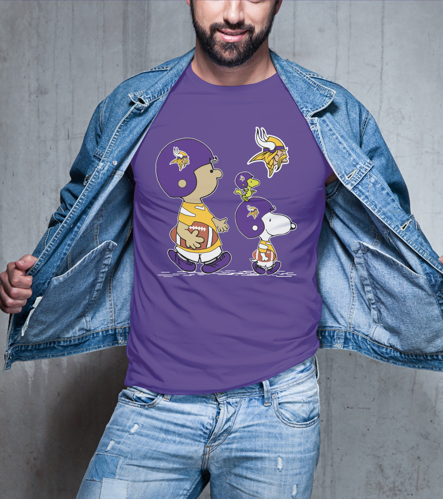 Vikings Snoopy And Woodstock Football Team Fans T-Shirt