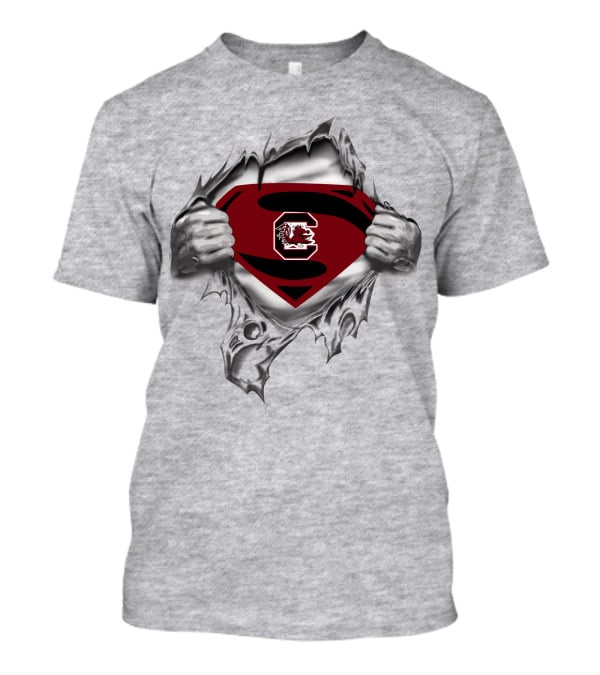 Gamecocks Super Man Logo Torn Chest T-Shirt