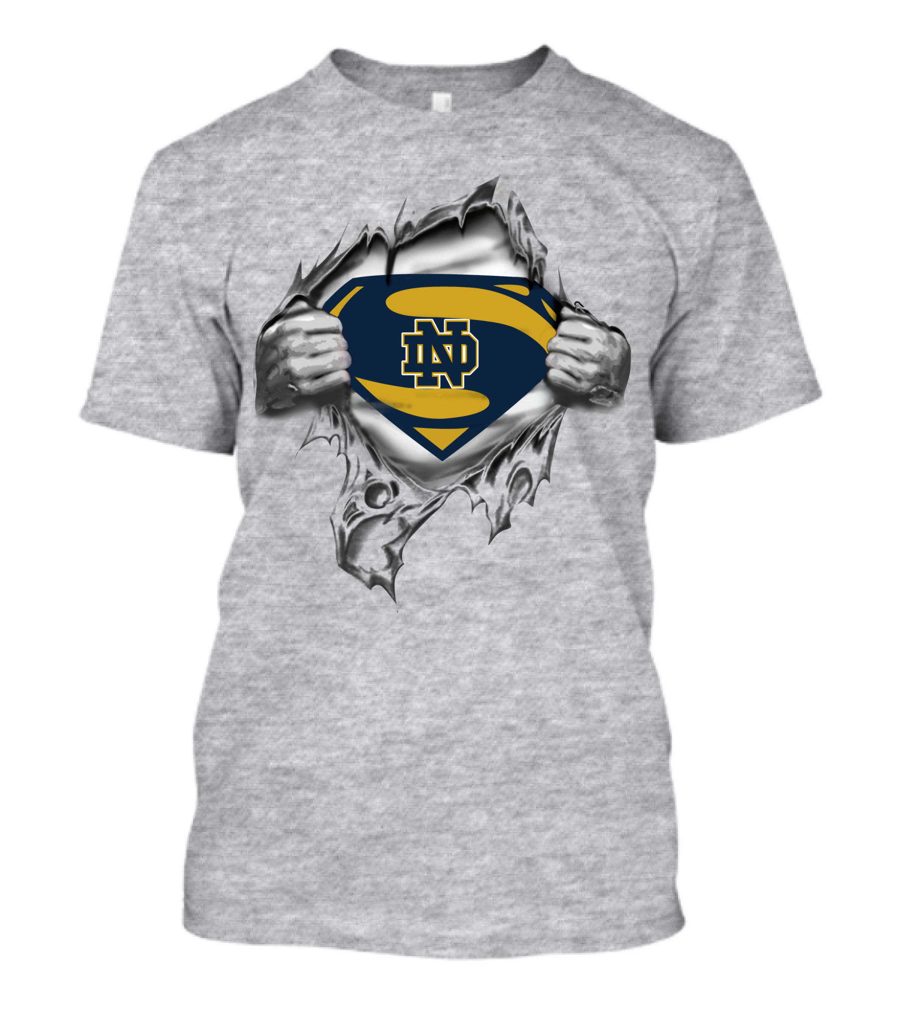 Notre Dame ND Superman Shield Under Ripped T-Shirt
