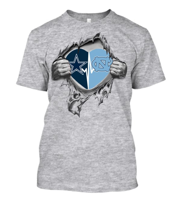 Cowboys Star And Tar Heels Heart In My Heart T-Shirt