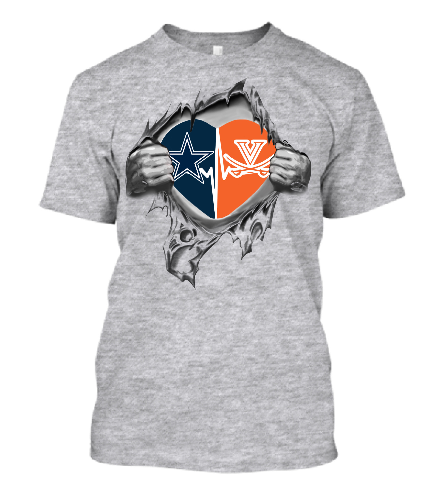 Cowboys Cavaliers Heart With Star And V Emblems T-Shirt