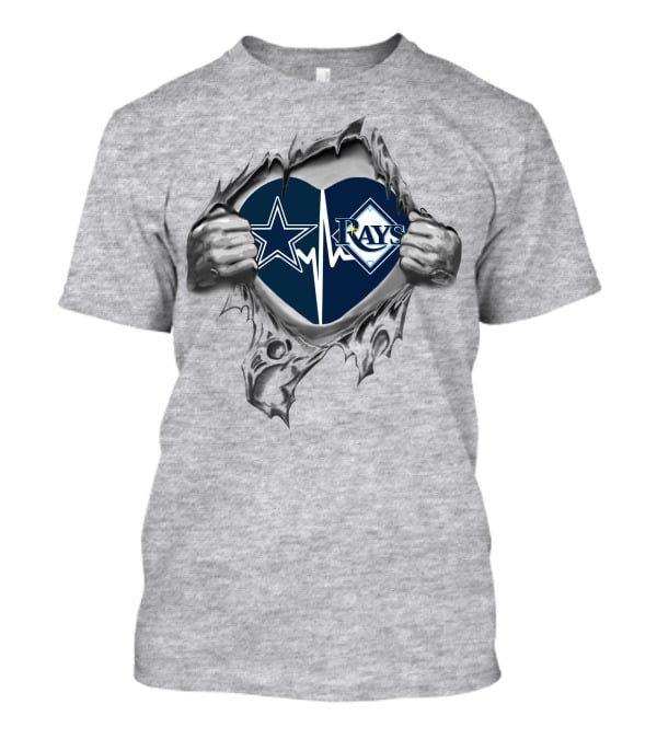 Cowboys Rays Heartbeat Passion Tear-Away Logo Showcase T-Shirt