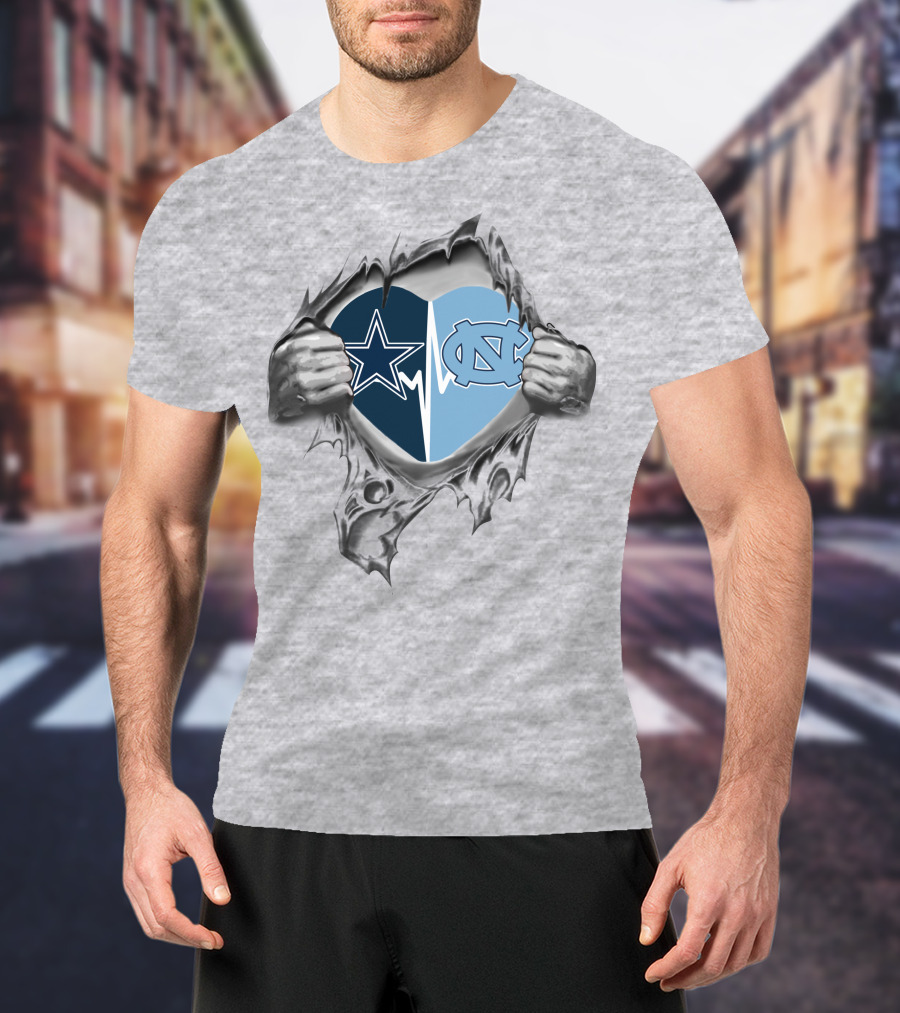 Cowboys Tar Heels Heartbeat Split T-Shirt