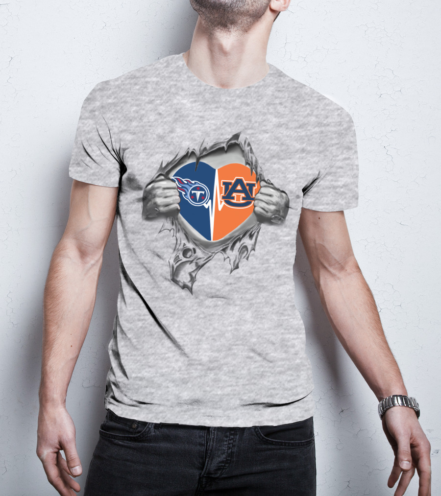 Auburn And Tennessee Titans Heart Its In My Heart T-Shirt