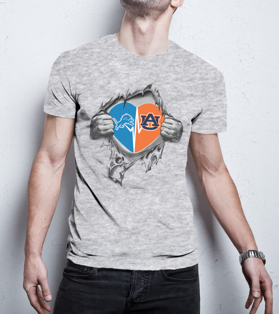 23 Front Lions Auburn It's In My Heart Lions Dual Logo Heart T-Shirt