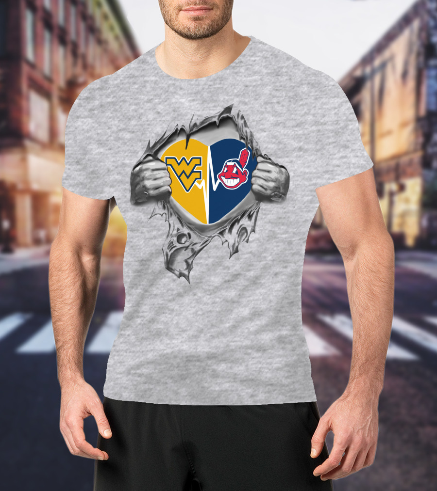 WV Indians West Virginia Mountaineers Cleveland Indians Heart Fusion T-Shirt