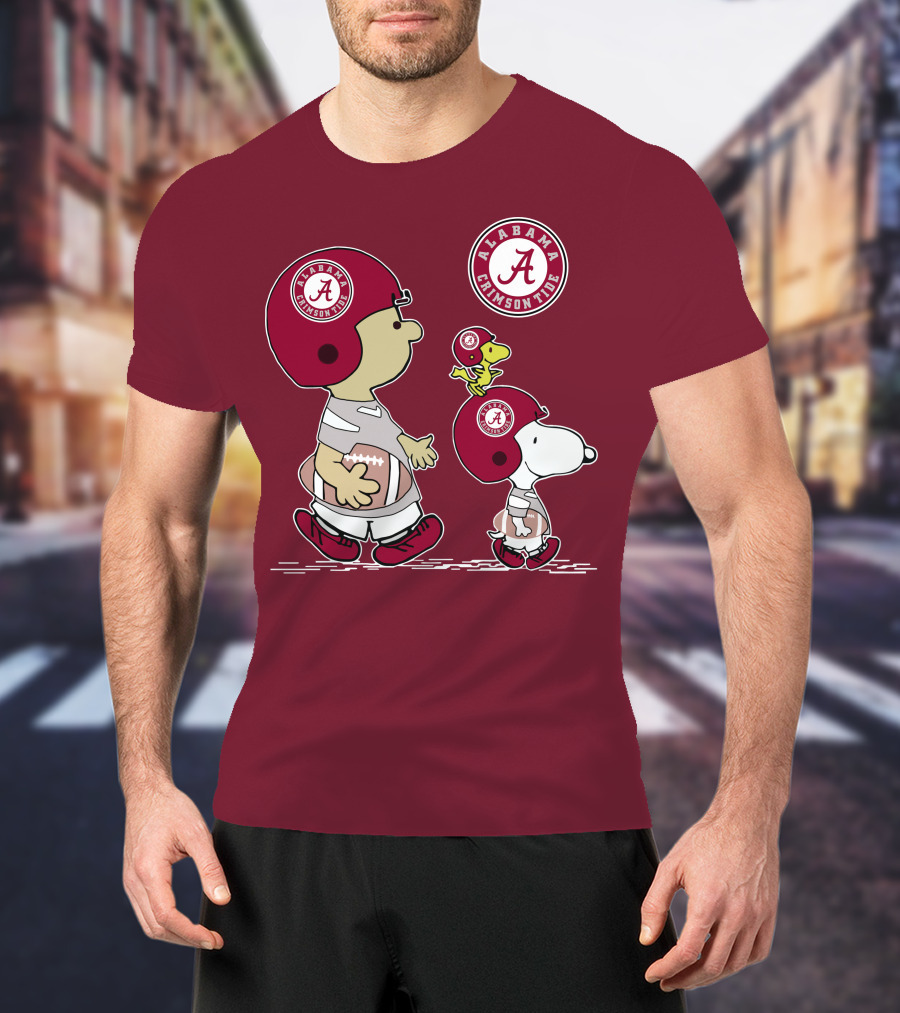 Alabama Crimson Tide Snoopy Peanuts Football Charlie Brown Woodstock T-Shirt