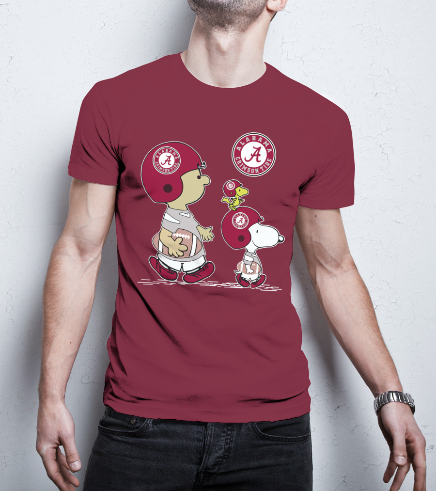 Alabama Crimson Tide Snoopy Peanuts Football Charlie Brown Woodstock T-Shirt