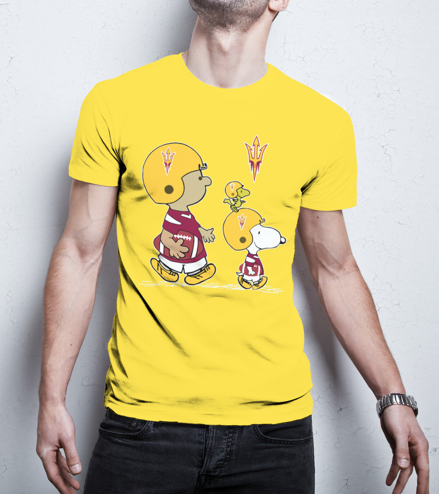 Arizona State Sun Devils Peanuts Football Players Charlie Brown Snoopy Woodstock T-Shirt