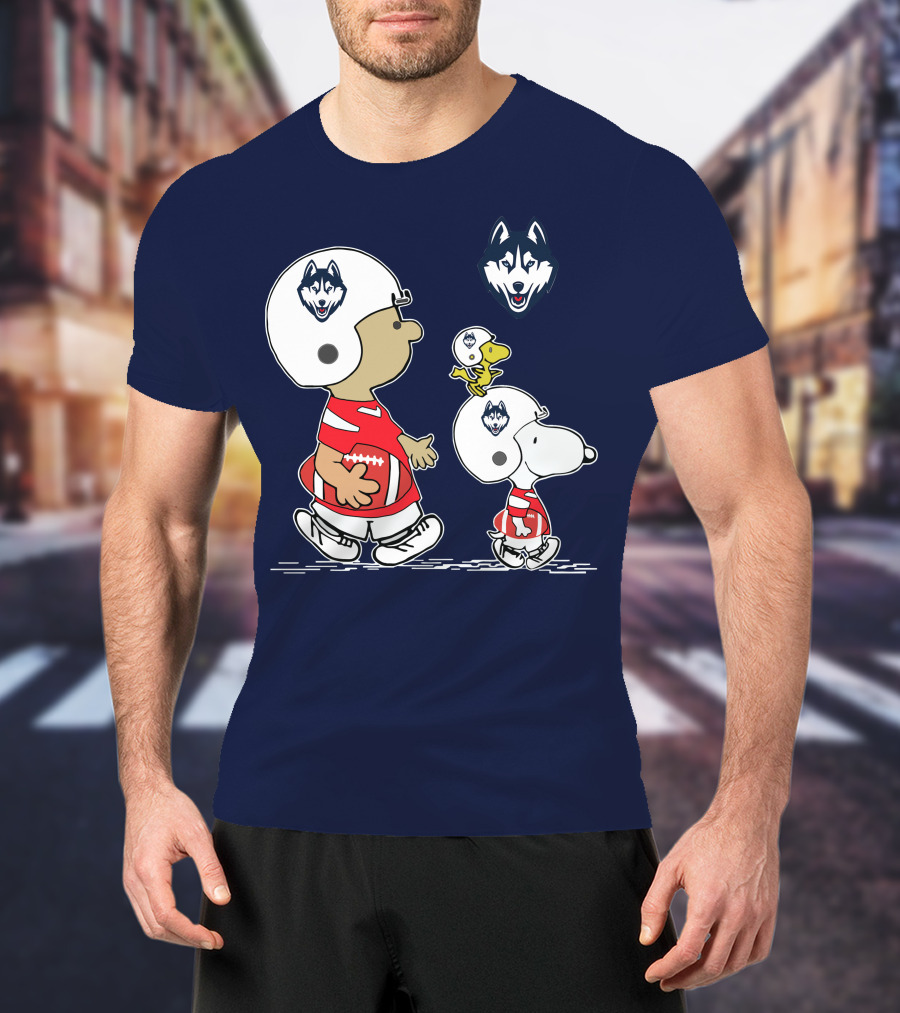 Connecticut Huskies Football Snoopy Woodstock Peanuts T-Shirt