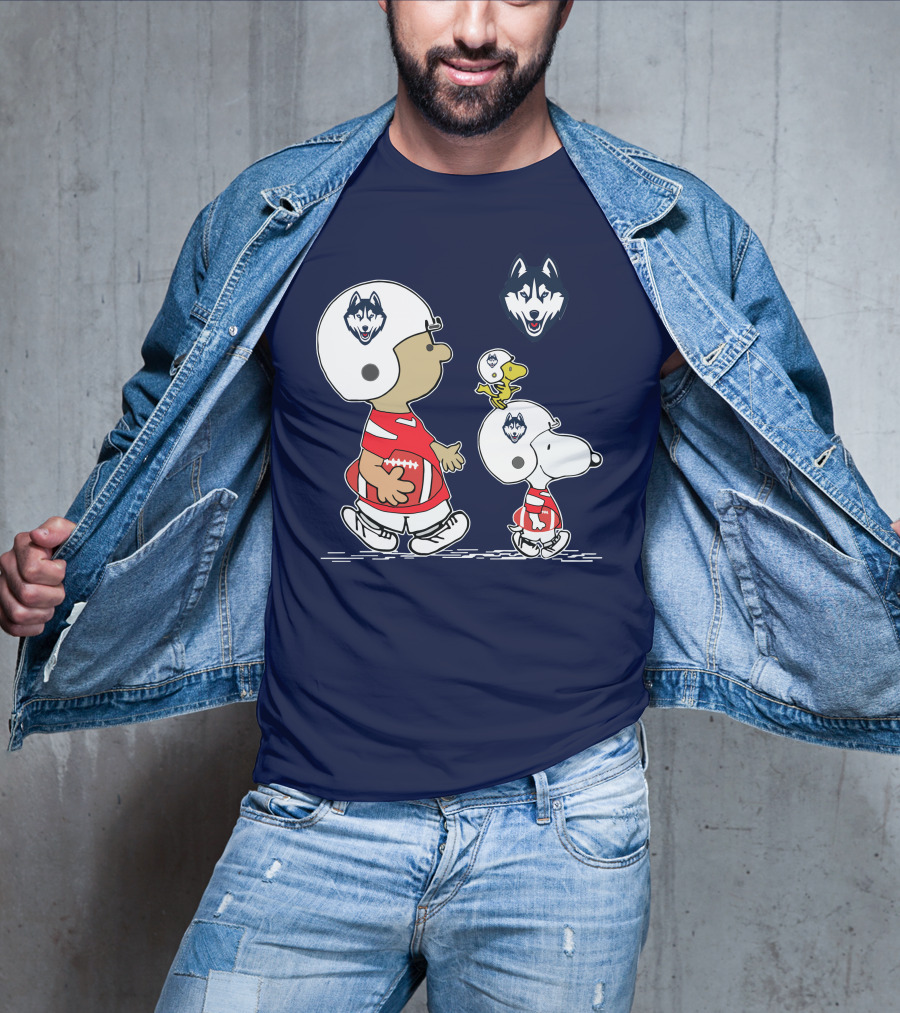 Connecticut Huskies Football Snoopy Woodstock Peanuts T-Shirt