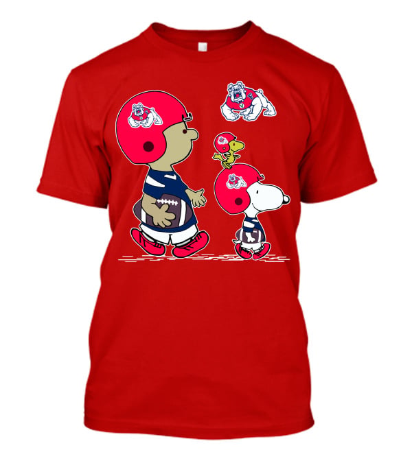 Fresno State Snoopy And Woodstock Football Bulldogs Kids T-Shirt