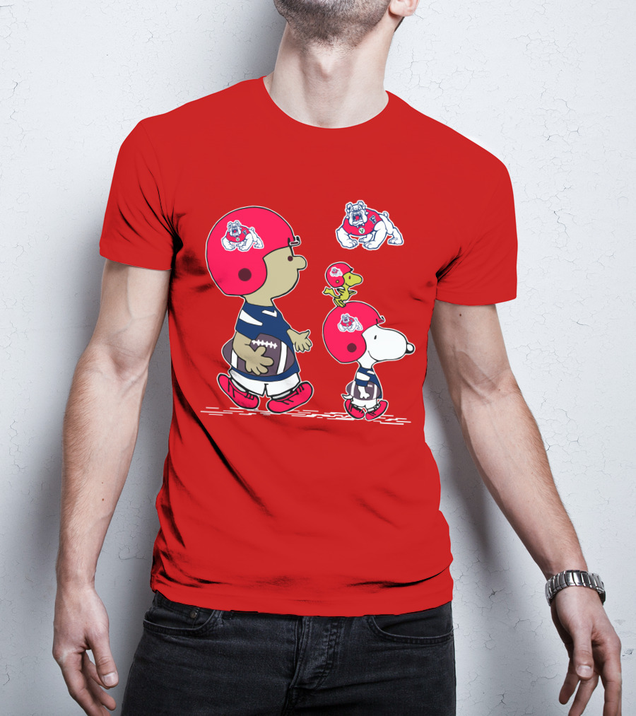Fresno State Snoopy And Woodstock Football Bulldogs Kids T-Shirt