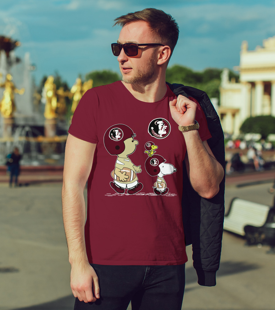FSU Seminoles Snoopy And Woodstock Football Helmet T-Shirt