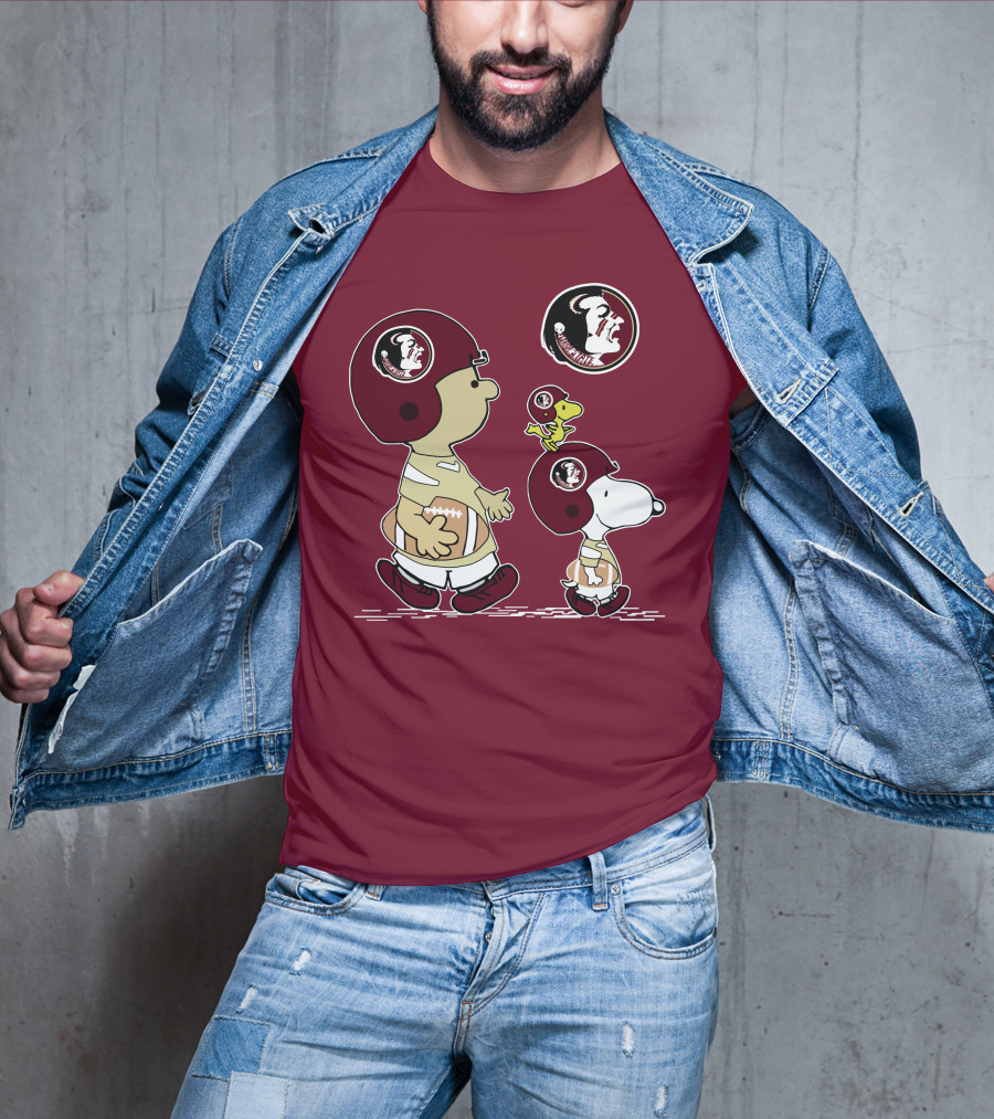 FSU Seminoles Snoopy And Woodstock Football Helmet T-Shirt
