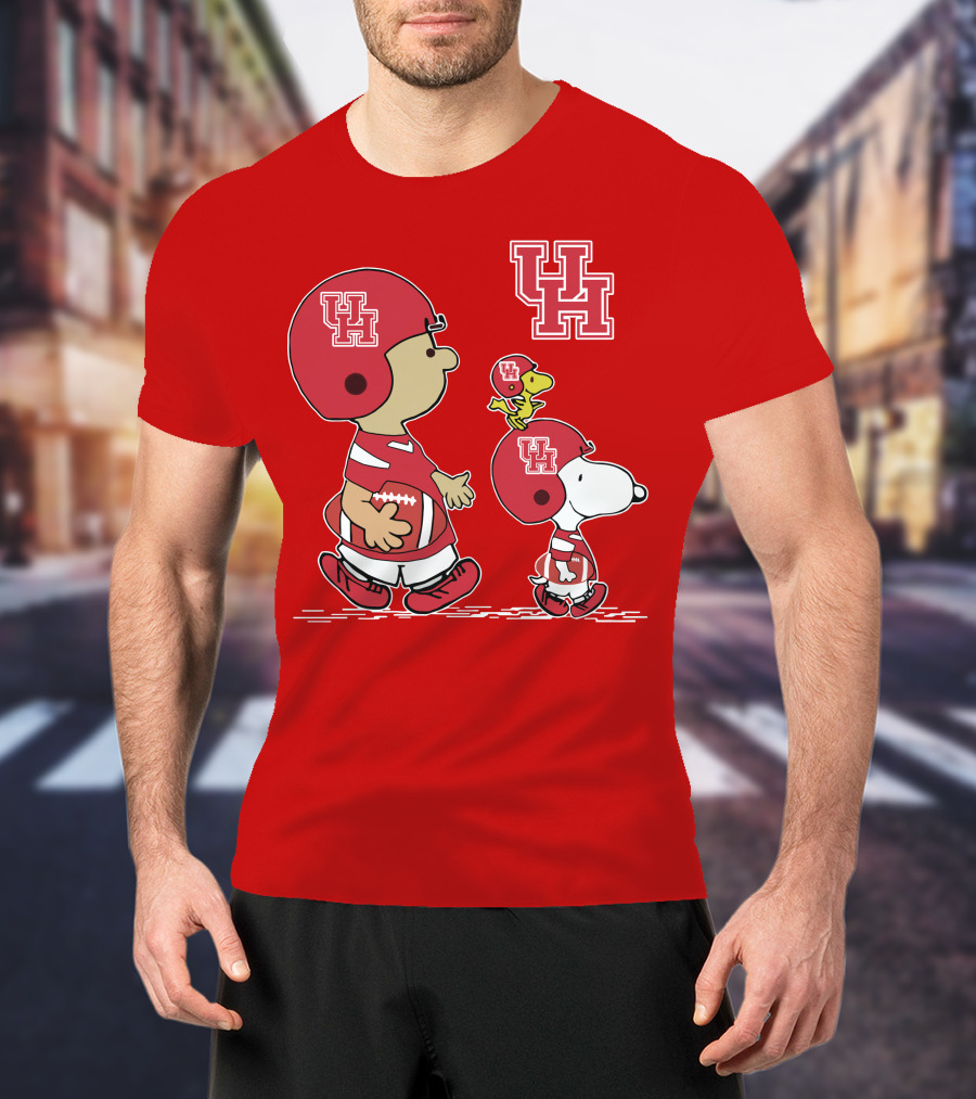 Houston Cougars Snoopy Peanuts Football Characters T-Shirt