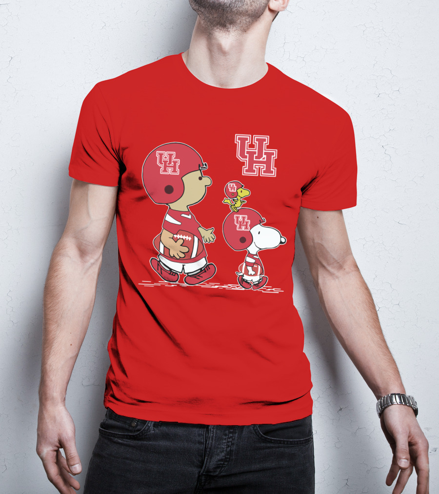 Houston Cougars Snoopy Peanuts Football Characters T-Shirt