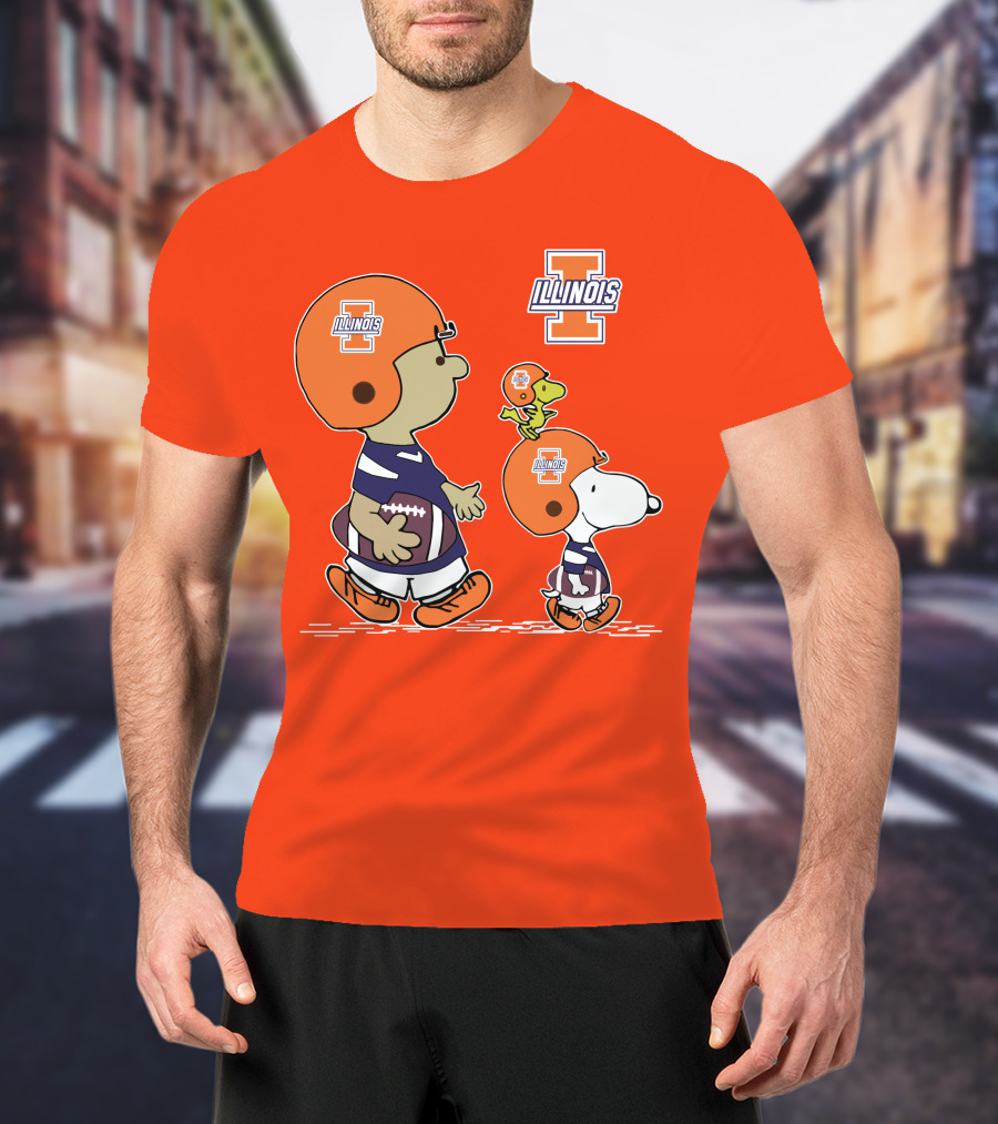 Illinois Fighting Illini Snoopy Woodstock Charlie Brown Football T-Shirt